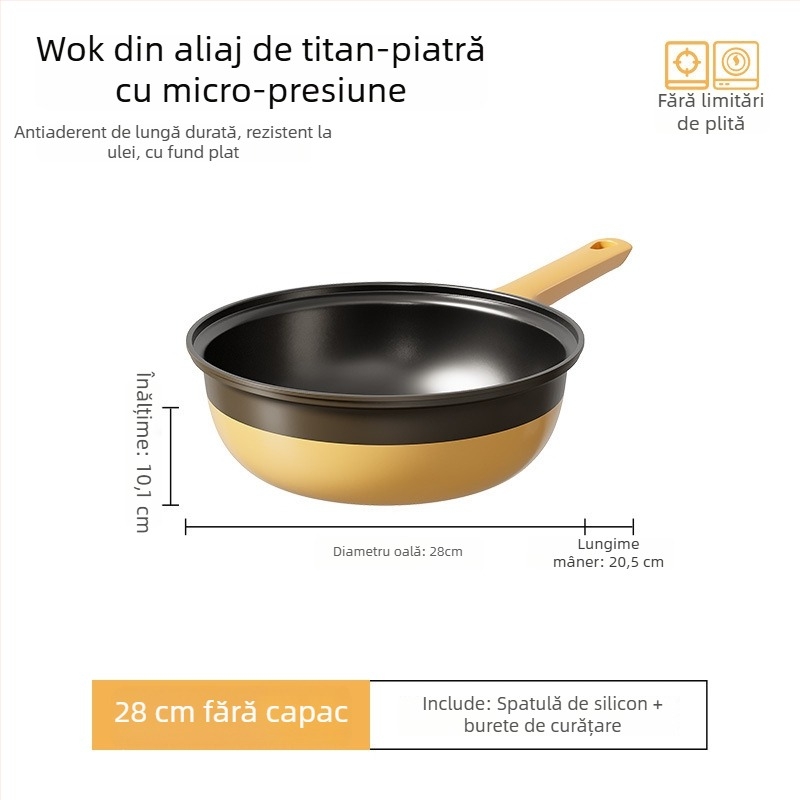 Tigaie din titan antiaderentă, capacitate mare, potrivită pentru toate plitele