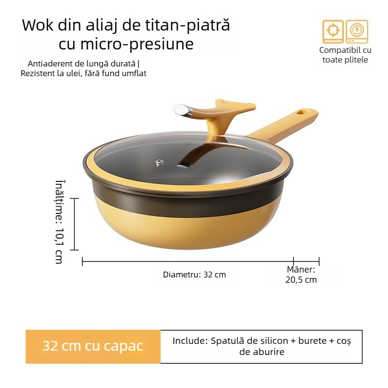 Tigaie din titan antiaderentă, capacitate mare, potrivită pentru toate plitele