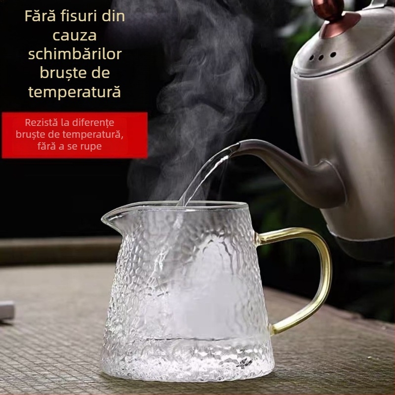Ceainic din sticlă îngroșată, capacitate mare, model nou, filtru din oțel inoxidabil rezistent la căldură, set transparent pentru ceai cu flori