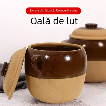 Oală mare de lut pentru supă, potrivită pentru plita cu gaz, rezistentă la temperaturi înalte