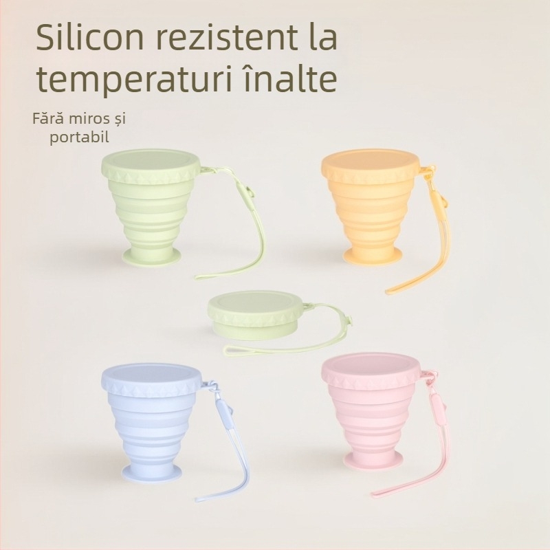 Pahar pliabil din silicon pentru călătorii și camping, pentru apă și cafea, calitate alimentară