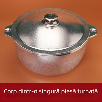 Oală din aluminiu turnat, capacitate mare, antiaderentă, oală pentru supe cu capac din aluminiu
