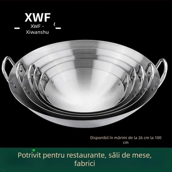 Wok din oțel inoxidabil 410, compatibil cu plite cu inducție, capacitate mare, rezistent la ruginire, pentru uz casnic