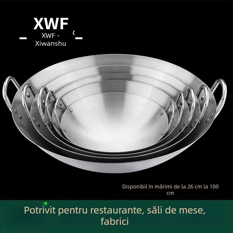Wok din oțel inoxidabil 410, compatibil cu plite cu inducție, capacitate mare, rezistent la ruginire, pentru uz casnic