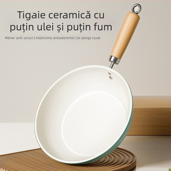 Tigaie ceramică albastră antiaderentă, cu bază plată, pentru uz casnic, compatibilă cu toate plitele