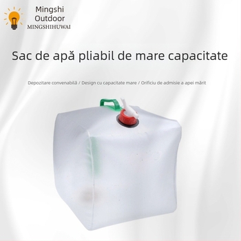 Recipient de apă portabil, capacitate mare, pentru activități în aer liber: găleată din plastic de 20 L și sac de apă pliabil pentru camping