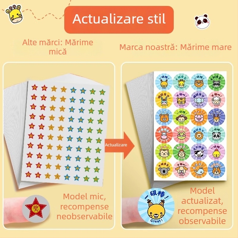 Stickere de recompensă pentru copii, la grădiniță – autocolante drăguțe, inspiraționale pentru motivație și autodisciplină, decor cu personaje de desene animate