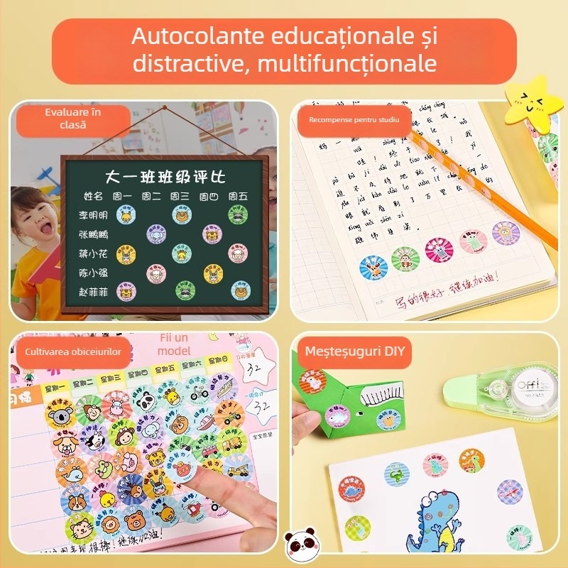 Stickere de recompensă pentru copii, la grădiniță – autocolante drăguțe, inspiraționale pentru motivație și autodisciplină, decor cu personaje de desene animate