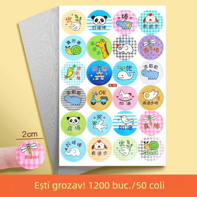 Stickere de recompensă pentru copii, la grădiniță – autocolante drăguțe, inspiraționale pentru motivație și autodisciplină, decor cu personaje de desene animate