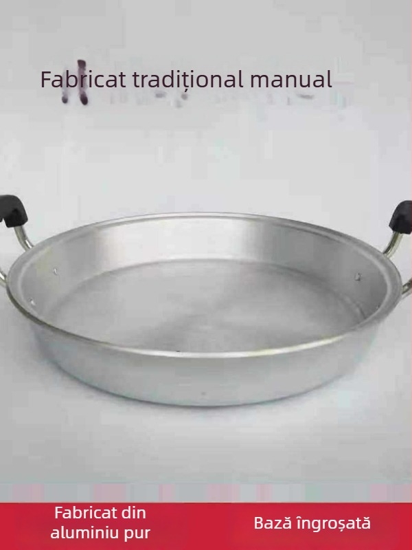Tigaie tradițională de clătite din aluminiu, aluminiu pur, bază îngroșată, pentru aragaz cu plită plată, turnată manual din aluminiu, fără strat, antiaderent