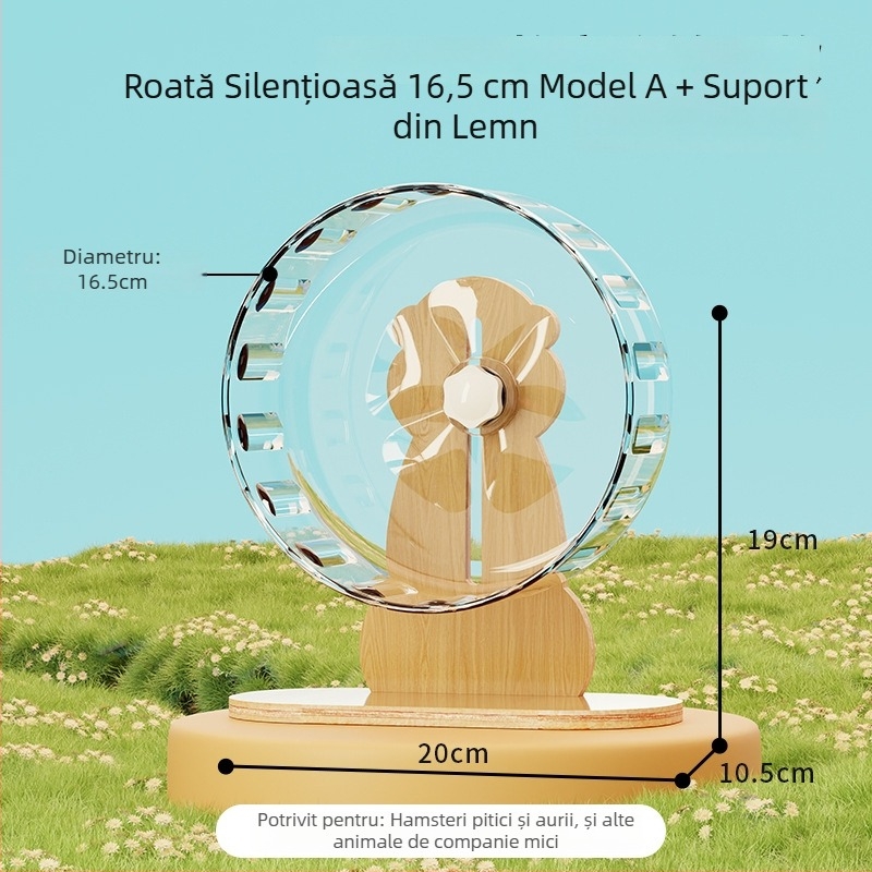 Roata de alergare pentru hamster cu suport, silențioasă, cușcă decorativă mare cu minge de alergare