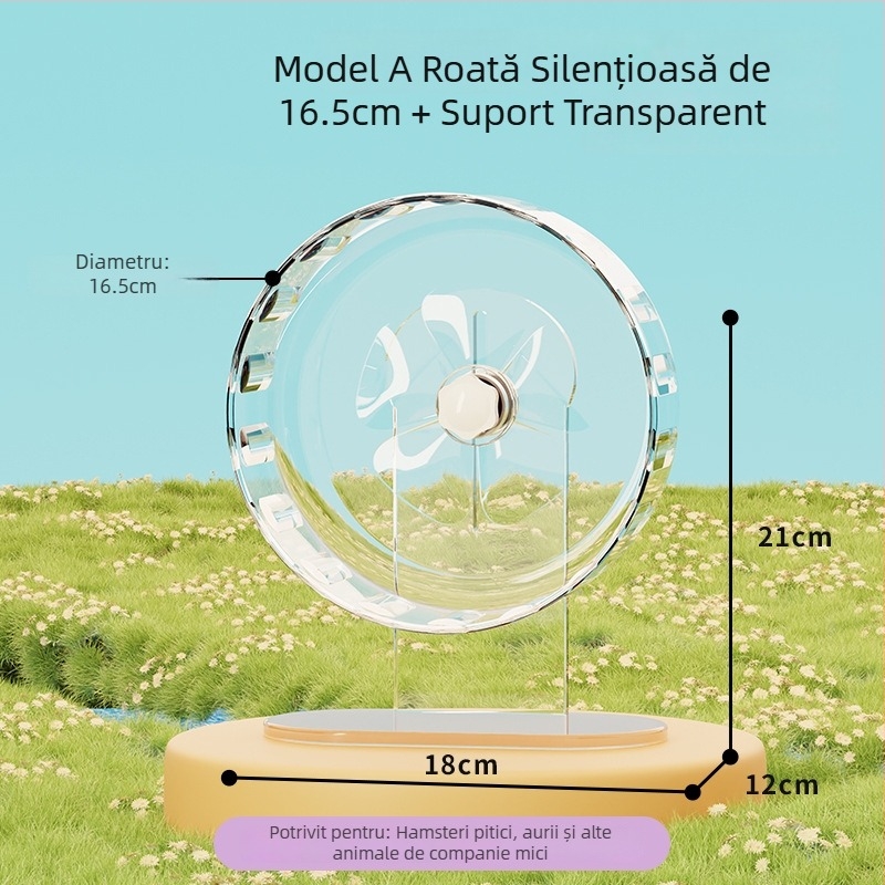 Roata de alergare pentru hamster cu suport, silențioasă, cușcă decorativă mare cu minge de alergare