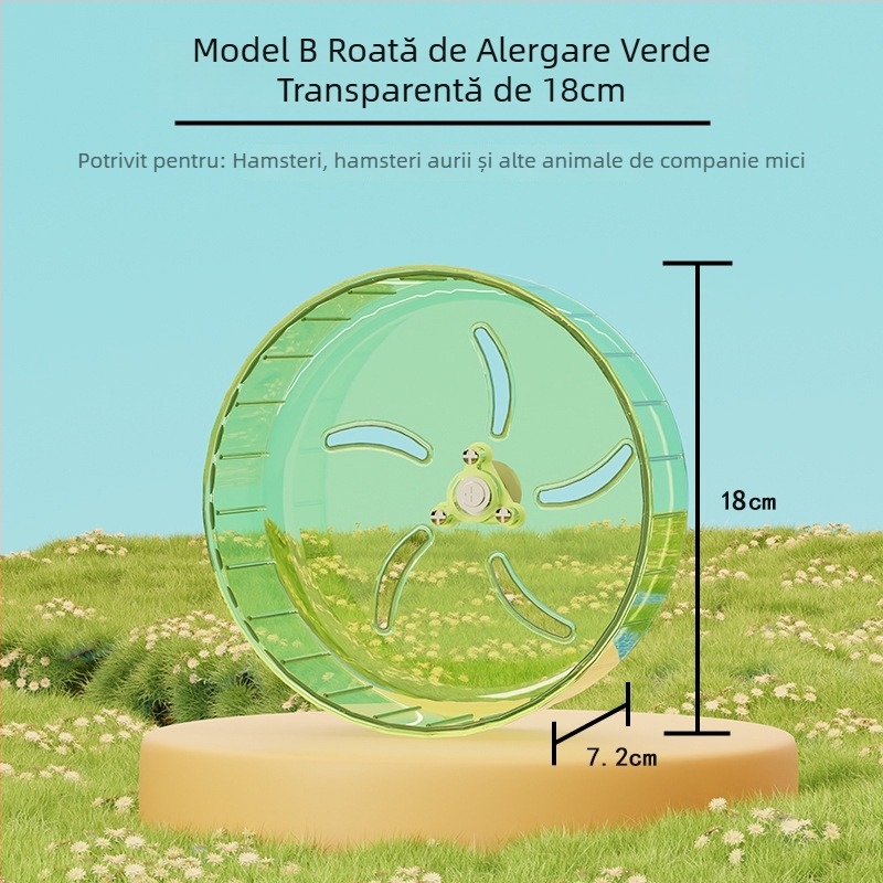 Roata de alergare pentru hamster cu suport, silențioasă, cușcă decorativă mare cu minge de alergare