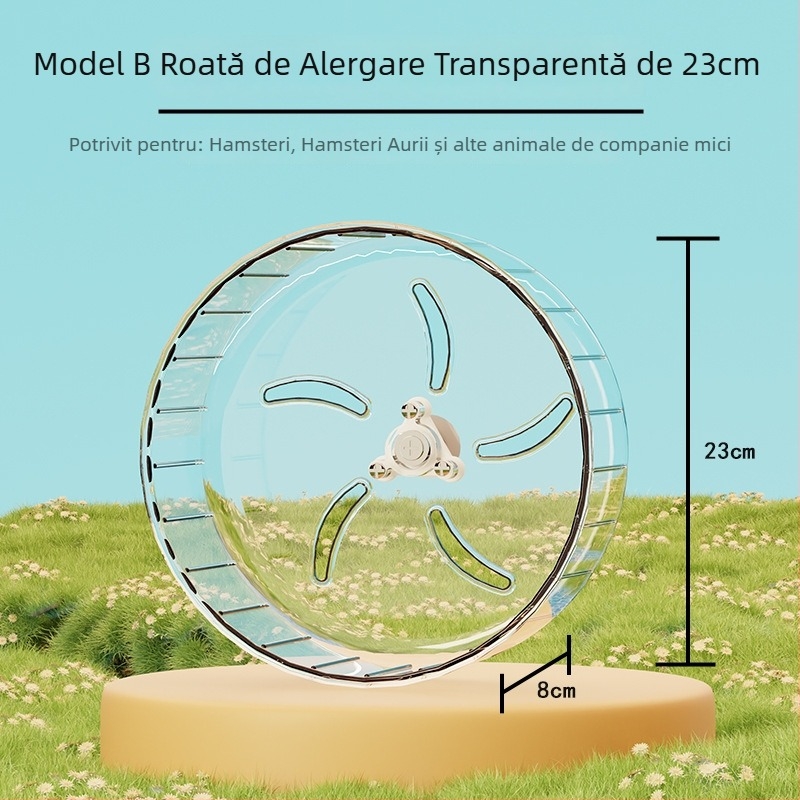 Roata de alergare pentru hamster cu suport, silențioasă, cușcă decorativă mare cu minge de alergare