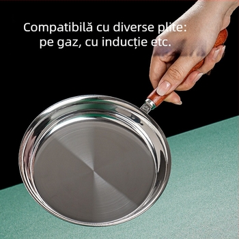 Tigaie din oțel inoxidabil 304, cu fund plat, mică tigaie pentru ouă, multifuncțională, fără strat
