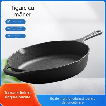 Tigaie din fonta pentru friptură și ouă, netencuită, pentru plită cu gaz, tigăie pentru clătite, certificat pentru sănătate