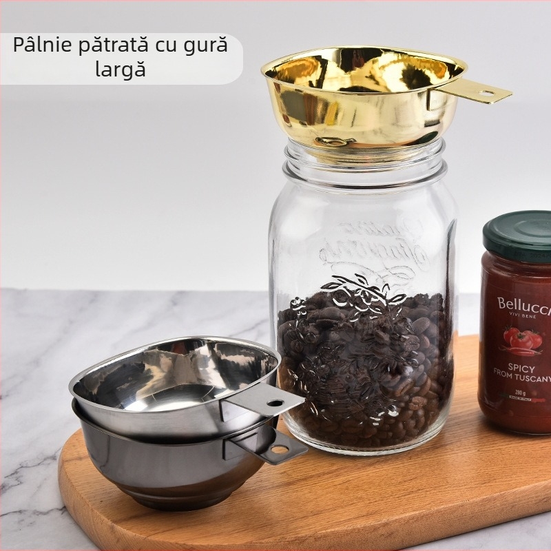 Funnel din oțel inoxidabil, gură pătrată și largă, pentru uz casnic – funnel pentru ulei, gem și sos, pentru sticle, diametru mare