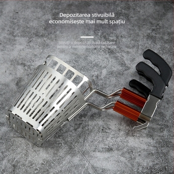 Pâlnie din oțel inoxidabil 304, pliabilă, pentru oală fierbinte, cu strecurător și cârlig