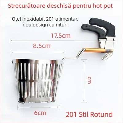 Pâlnie din oțel inoxidabil 304, pliabilă, pentru oală fierbinte, cu strecurător și cârlig