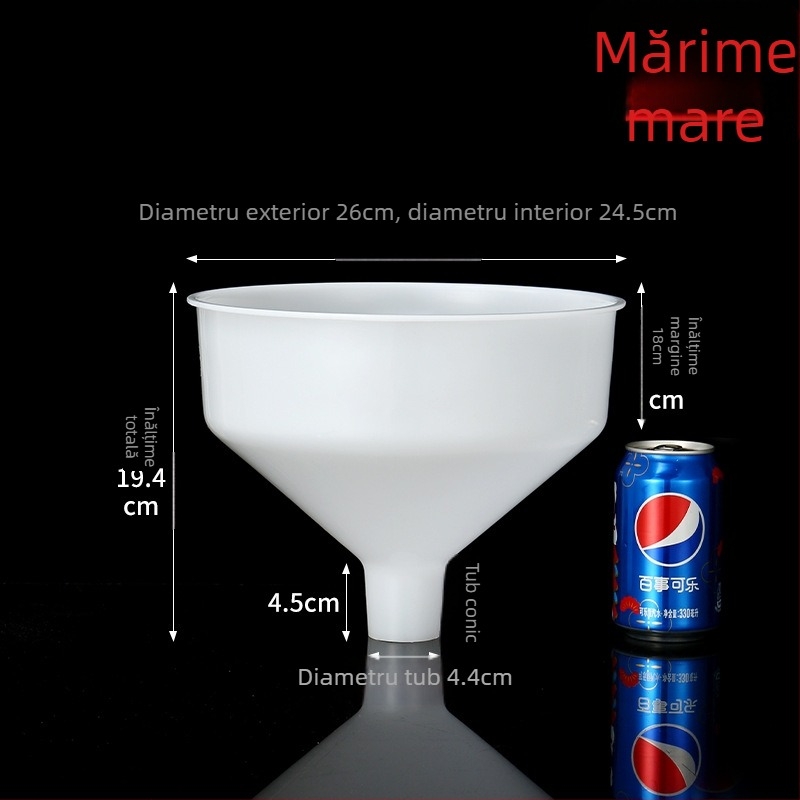 Pâlnie din plastic alb, Extra Large, îngroșată, diametru mare, industrială