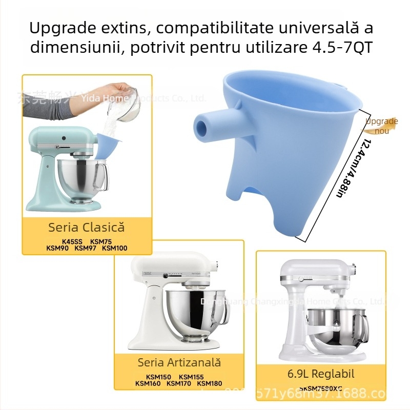Pâlnie din silicon pentru făină, design vertical ridicat, accesorii de patiserie