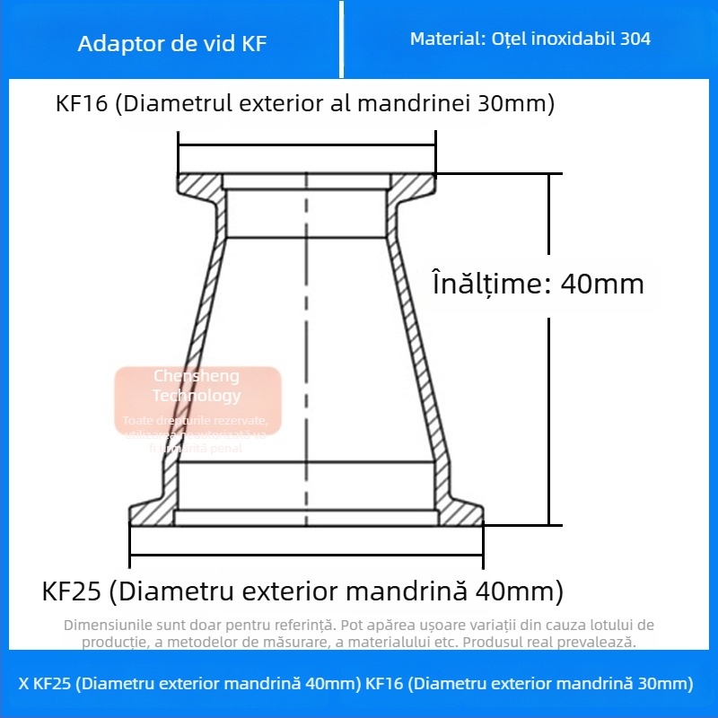 304 oțel inoxidabil vid reducător cuplă KF40 conectare rapidă 25×16 țevi sudură