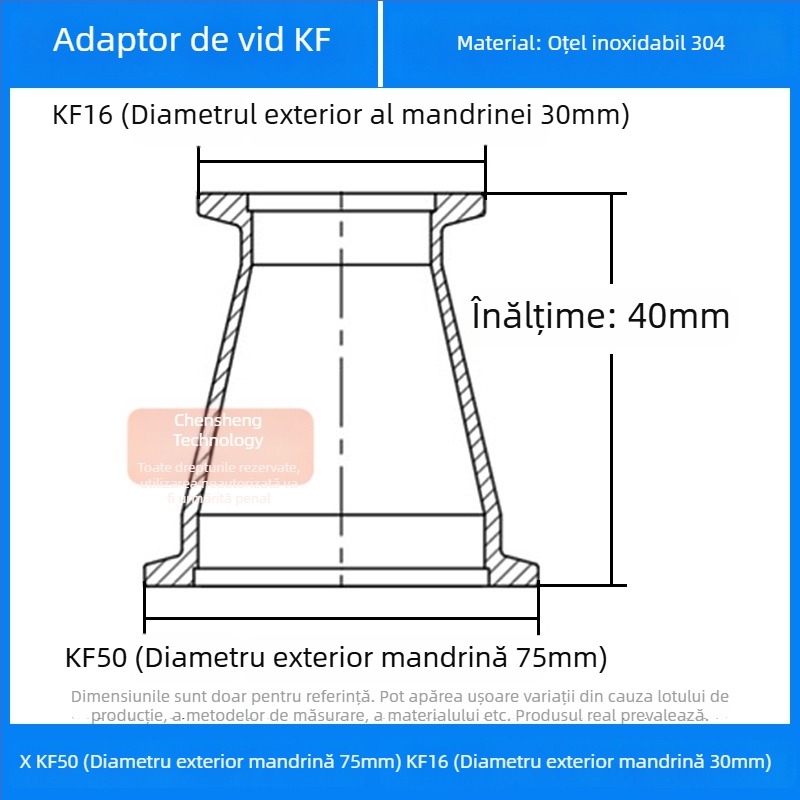 304 oțel inoxidabil vid reducător cuplă KF40 conectare rapidă 25×16 țevi sudură