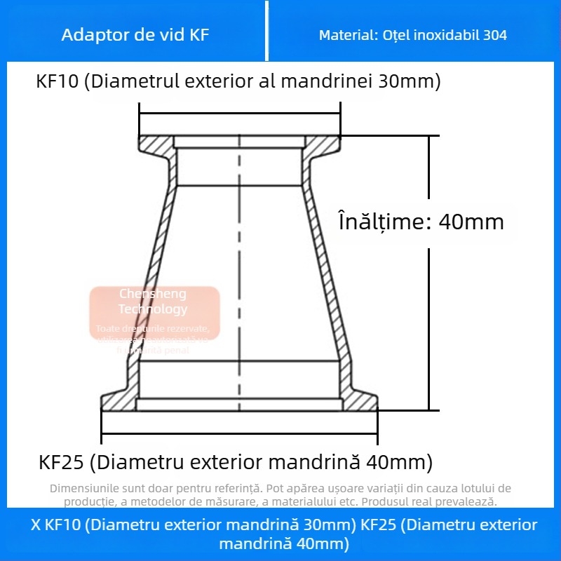 304 oțel inoxidabil vid reducător cuplă KF40 conectare rapidă 25×16 țevi sudură