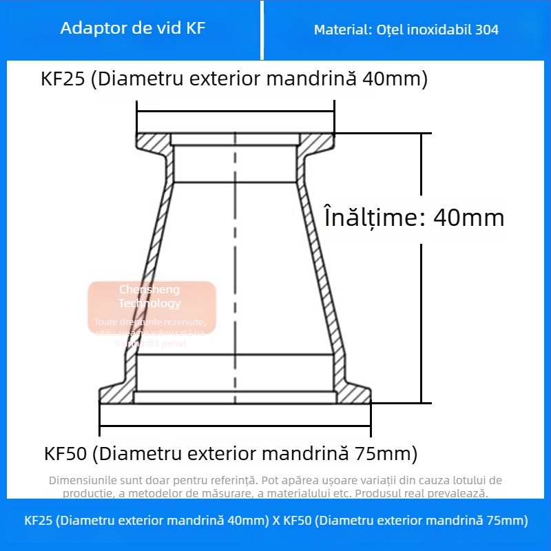 304 oțel inoxidabil vid reducător cuplă KF40 conectare rapidă 25×16 țevi sudură