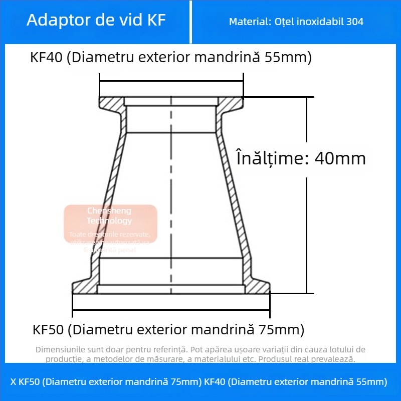 304 oțel inoxidabil vid reducător cuplă KF40 conectare rapidă 25×16 țevi sudură
