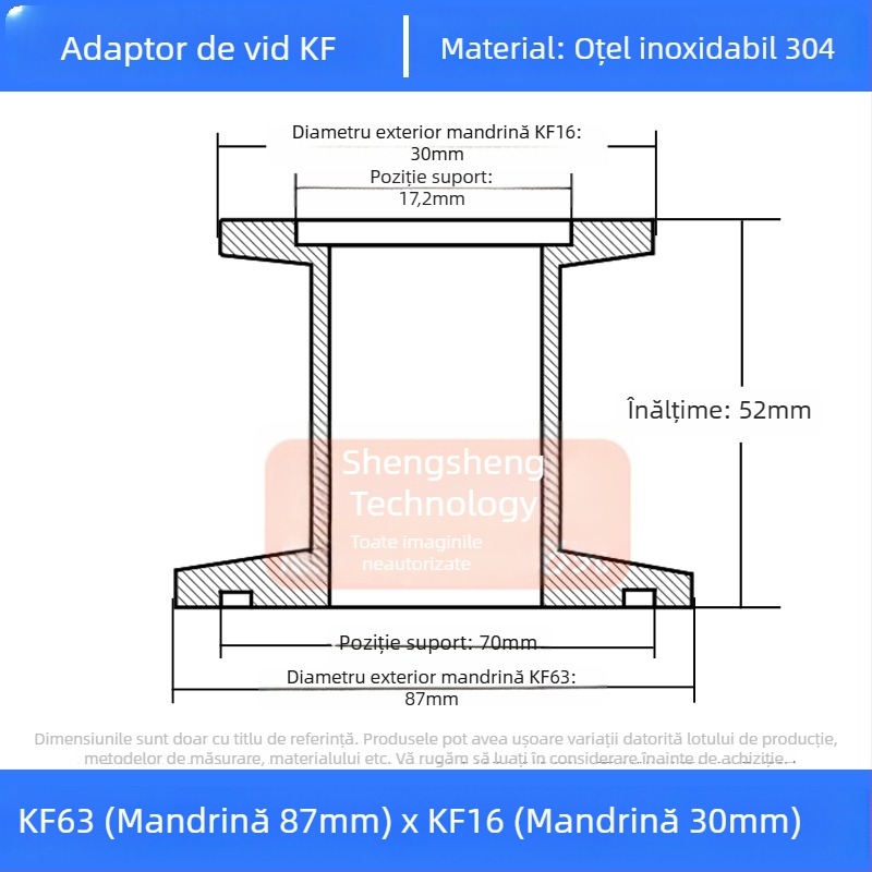 304 oțel inoxidabil vid reducător cuplă KF40 conectare rapidă 25×16 țevi sudură
