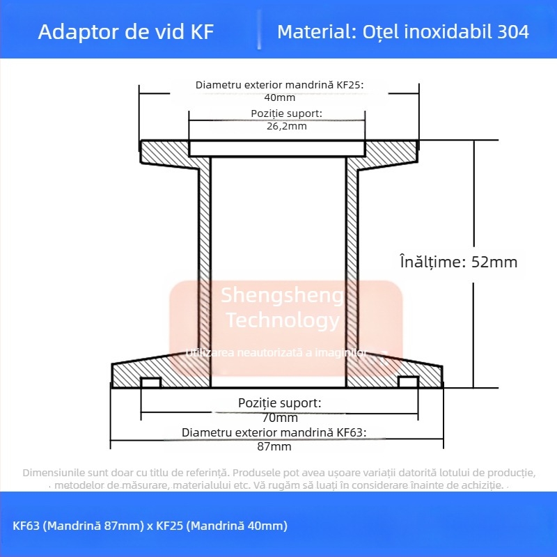 304 oțel inoxidabil vid reducător cuplă KF40 conectare rapidă 25×16 țevi sudură