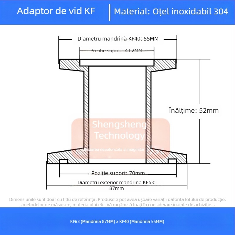 304 oțel inoxidabil vid reducător cuplă KF40 conectare rapidă 25×16 țevi sudură