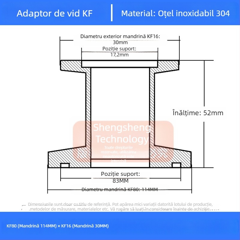 304 oțel inoxidabil vid reducător cuplă KF40 conectare rapidă 25×16 țevi sudură