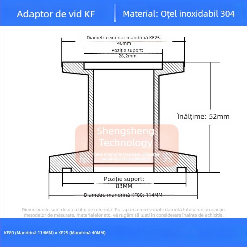 304 oțel inoxidabil vid reducător cuplă KF40 conectare rapidă 25×16 țevi sudură