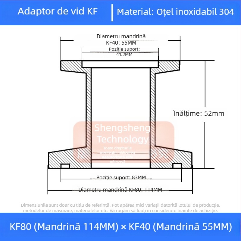 304 oțel inoxidabil vid reducător cuplă KF40 conectare rapidă 25×16 țevi sudură