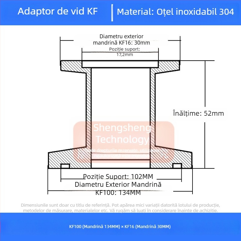 304 oțel inoxidabil vid reducător cuplă KF40 conectare rapidă 25×16 țevi sudură