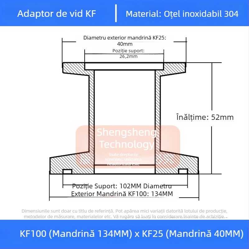 304 oțel inoxidabil vid reducător cuplă KF40 conectare rapidă 25×16 țevi sudură