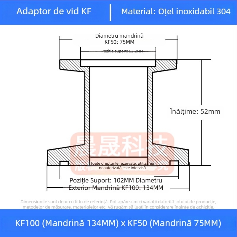 304 oțel inoxidabil vid reducător cuplă KF40 conectare rapidă 25×16 țevi sudură