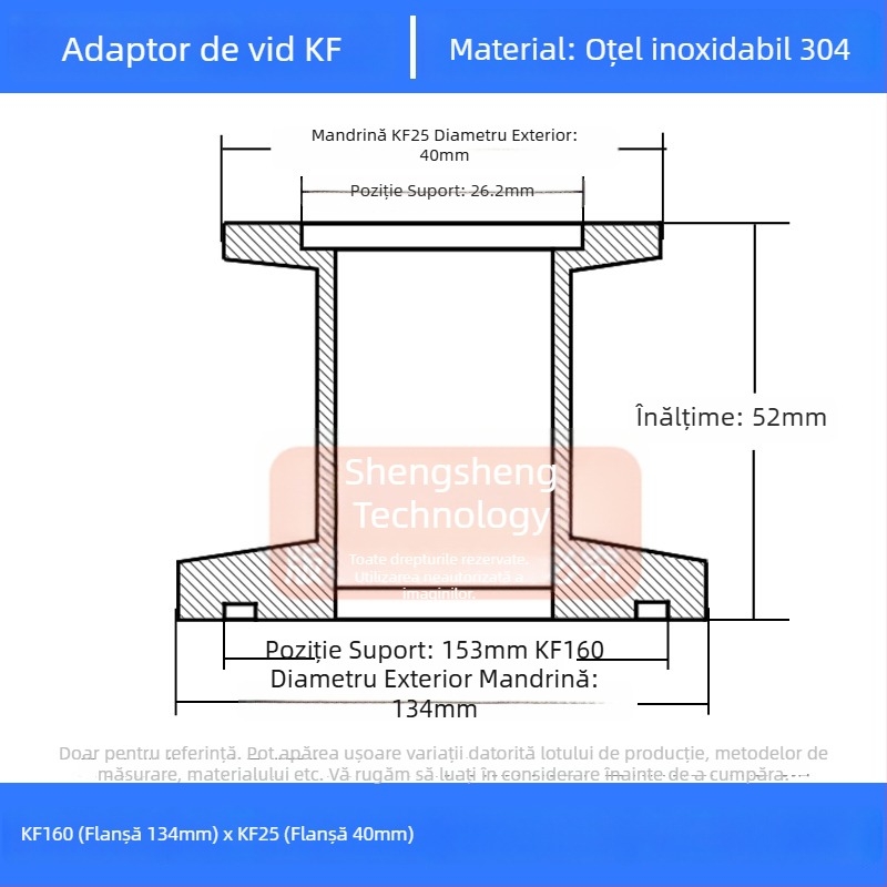 304 oțel inoxidabil vid reducător cuplă KF40 conectare rapidă 25×16 țevi sudură