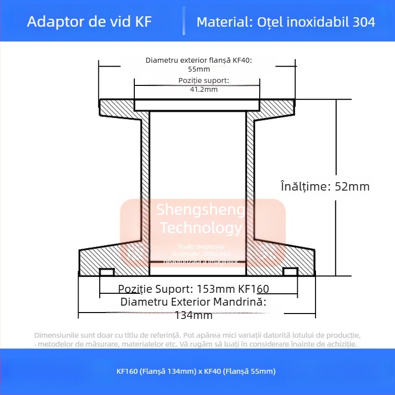 304 oțel inoxidabil vid reducător cuplă KF40 conectare rapidă 25×16 țevi sudură