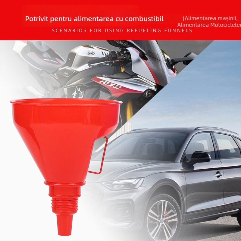 Pâlnie mare pentru combustibil, gură lungă și filtru, colorată pentru motociclete și autovehicule, hands-free