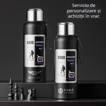 Termos bărbătesc pentru exterior, 1500 ml, interior din oțel inoxidabil 316, compartiment pentru ceai, izolație vid, potrivit pentru mașină, cadou personalizabil