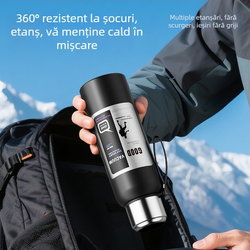 Termos bărbătesc pentru exterior, 1500 ml, interior din oțel inoxidabil 316, compartiment pentru ceai, izolație vid, potrivit pentru mașină, cadou personalizabil