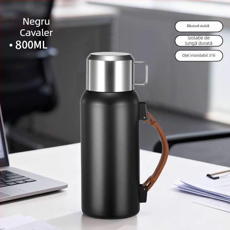 Termos bărbătesc pentru exterior, 1500 ml, interior din oțel inoxidabil 316, compartiment pentru ceai, izolație vid, potrivit pentru mașină, cadou personalizabil