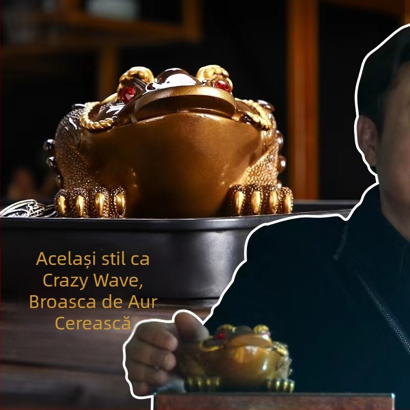 Ornament Tea Pet din rășină: broască de baltă aurie cu trei picioare pentru masă de ceai, accesoriu pentru set ceai cu schimbare de culoare