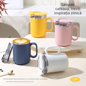 Cană de cafea din oțel inoxidabil 304, cu mâner – portabilă pentru birou