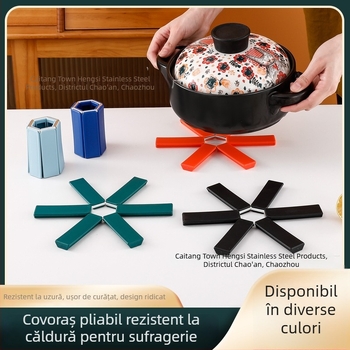 Covoră pliabil izolant termic pentru masă, protecție împotriva căldurii pentru oale de lut și farfurii, gadget de bucătărie creativ