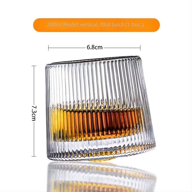 Pahar de whisky din sticlă cristal, cu pereți groși, pentru barul de acasă, rotativ, potrivit pentru cocktailuri și băuturi reci