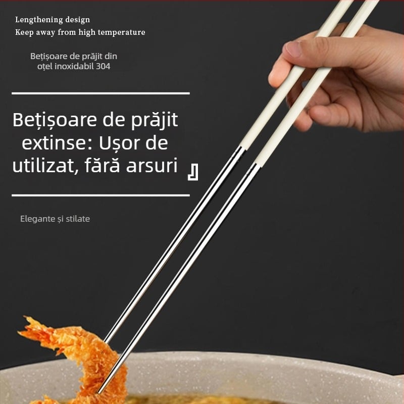 Bețe de mâncare inovatoare, anti-arzire, antiderapante din oțel inoxidabil 304, mâner din aliaj, design modular, lungime extinsă pentru tăiței și oale fierbinți